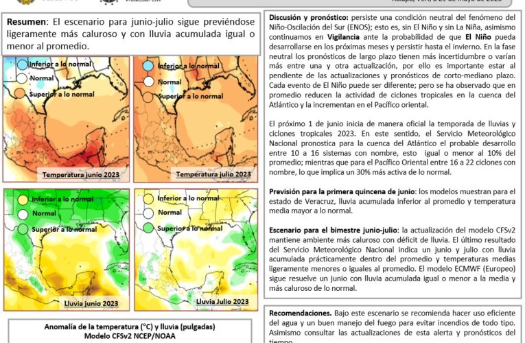 Alerta Climática para nuestra entidad Xalapa, Ver., a 29 de mayo de 2023