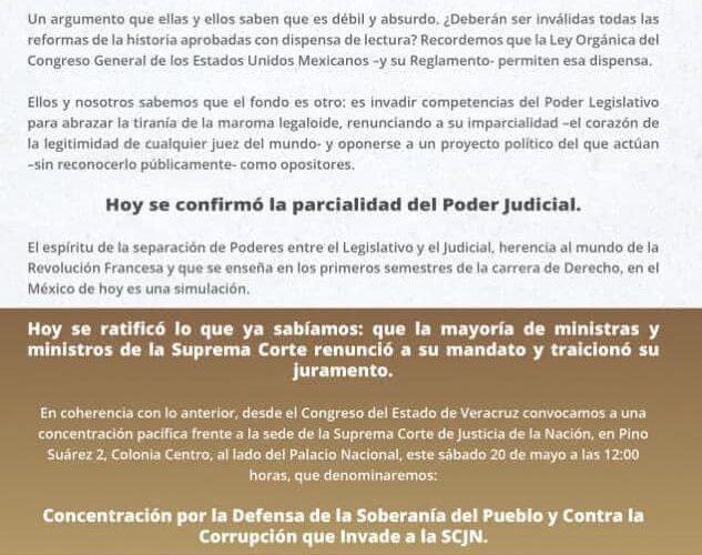 Por la Defensa de la Soberanía del Pueblo y Contra la Corrupción que Invade a la SCJN