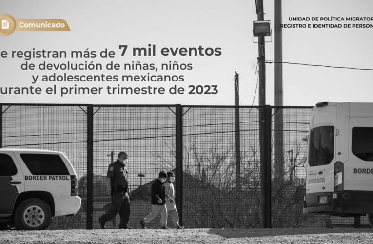 Se registran más de 7 mil eventos de devolución de niñas, niños y adolescentes mexicanos durante el primer trimestre de 2023.