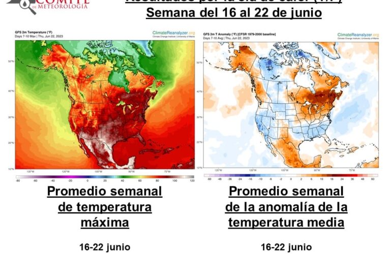 Pronóstico de temperatura máxima media semanal 16/06/2023