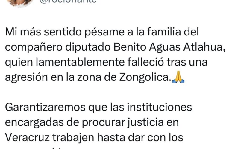 Homicidio del diputado Benito Aguas no quedará en impunidad: Gobernadora Rocío Nahle